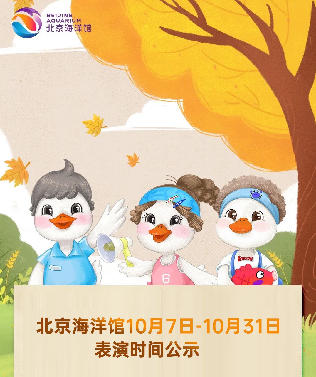 北京海洋馆10月7日-10月31日表演时间公示